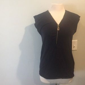 Michael Kors black zipper neck top